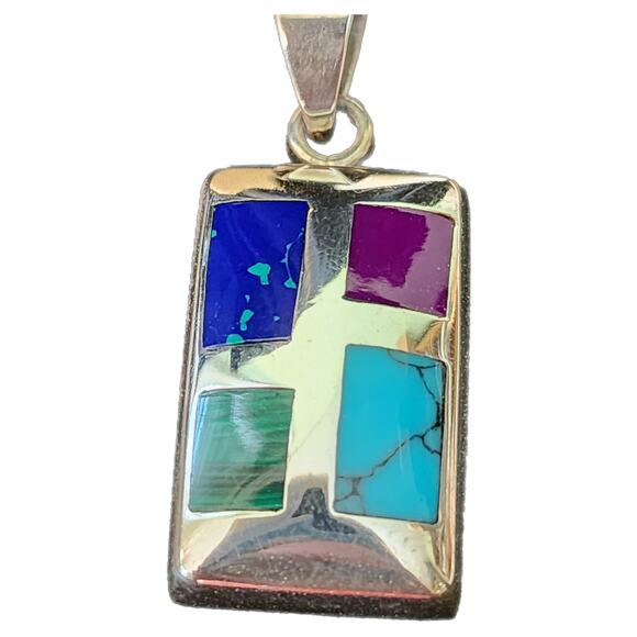 Silpada Pendant Womens 925 Silver Azurite Malachite Boho Festival Vintage Style - Picture 6 of 6